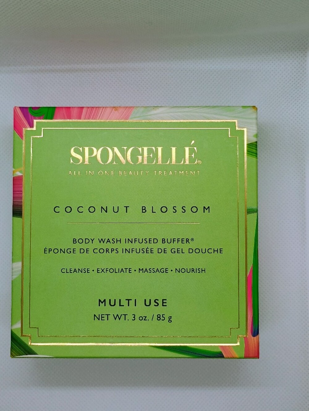 Spongellé Coconut Blossom Body Wash Buffer - Green and Pink Accents